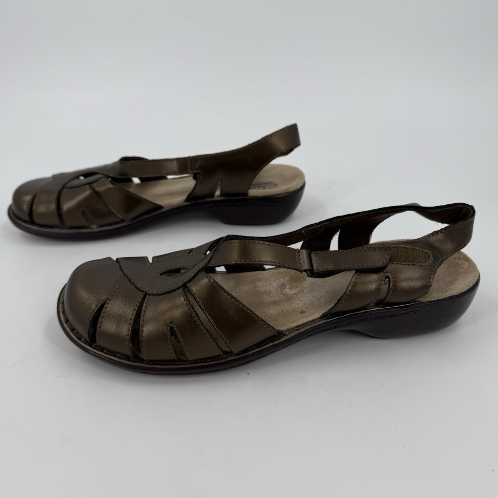 Clarks Elizabelle Sea Women's 10M Brown Leather Fisherman Sandals Comfort